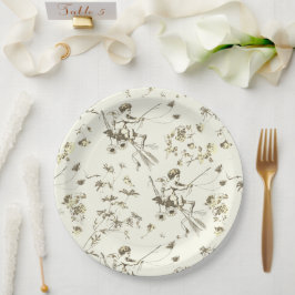 かわいいヴィンテージキューピッドエンジェル金ゴールドベージュフローラトワール ペーパープレート