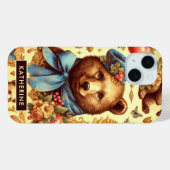 かわいいヴィンテージクマの水色 Case-Mate iPhoneケース (裏面 (横))