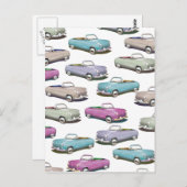 かわいいヴィンテージクラシック車のパターン ポストカード (正面/裏面)