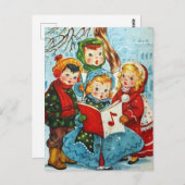 かわいいヴィンテージクリスマスの子供たち ポストカード (正面/裏面)