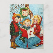 かわいいヴィンテージクリスマスの子供たち ポストカード (正面)