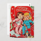 かわいいヴィンテージクリスマスの子供たち ポストカード (正面/裏面)