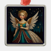 かわいいヴィンテージクリスマスイブエンジェル メタルオーナメント (正面)