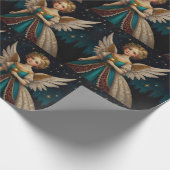 かわいいヴィンテージクリスマスイブエンジェル ラッピングペーパー (角)