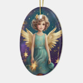 かわいいヴィンテージクリスマスエンジェル セラミックオーナメント (左)