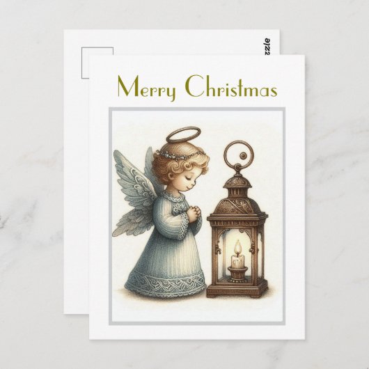 かわいいヴィンテージクリスマスエンジェル ポストカード (正面/裏面)