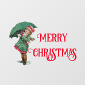 かわいいヴィンテージクリスマスガールカスタム ウィンドウサイン (シート)