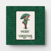 かわいいヴィンテージクリスマスガールテーブルトップ フォトプラーク (正面)