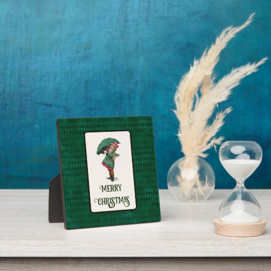 かわいいヴィンテージクリスマスガールテーブルトップ フォトプラーク (インサイチュ)