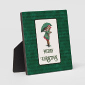 かわいいヴィンテージクリスマスガールテーブルトップ フォトプラーク (正面)