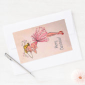 かわいいヴィンテージクリスマスガール 長方形シール (封筒)