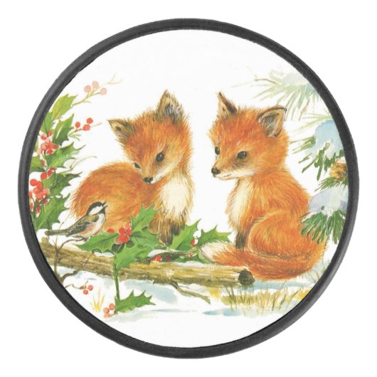 かわいいヴィンテージクリスマスキツネ アイスホッケーパック (正面)