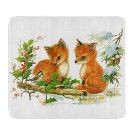 かわいいヴィンテージクリスマスキツネ カッティングボード