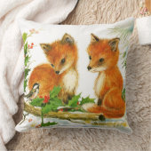 かわいいヴィンテージクリスマスキツネ クッション (ブランケット)