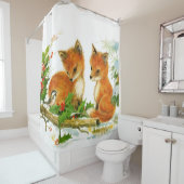 かわいいヴィンテージクリスマスキツネ シャワーカーテン (インサイチュ)