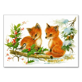 かわいいヴィンテージクリスマスキツネ テーブルナンバー