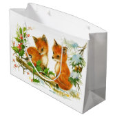 かわいいヴィンテージクリスマスキツネ ラージペーパーバッグ (裏面アングル)