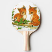 かわいいヴィンテージクリスマスキツネ 卓球ラケット (裏面)