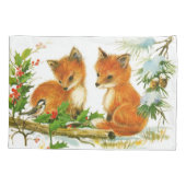 かわいいヴィンテージクリスマスキツネ 枕カバー (裏面)