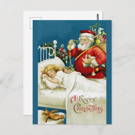かわいいヴィンテージクリスマスサビクトリアンンタ ポストカード (正面/裏面)