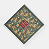 かわいいヴィンテージクリスマスジンジャーブレッドマン深いグリーン (コーナー)