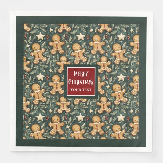 かわいいヴィンテージクリスマスジンジャーブレッドマン深いグリーン (正面)