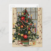 かわいいヴィンテージクリスマスツリーホリデーポストカード シーズンポストカード (正面/裏面)