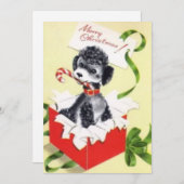 かわいいヴィンテージクリスマスドッグ シーズンカード (正面/裏面)