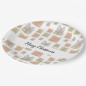 かわいいヴィンテージクリスマスプレゼントイラストレーション ペーパープレート (アングル)