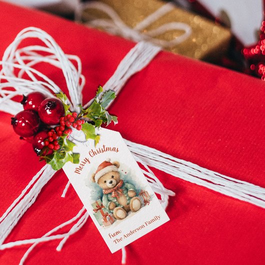 かわいいヴィンテージクリスマスベア ギフトタグ