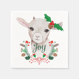 かわいいヴィンテージクリスマスベビーヤギ – Joy スタンダードカクテルナプキン