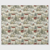 かわいいヴィンテージクリスマス ラッピングペーパー (フラット)