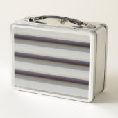 かわいいヴィンテージグレイストライプブルー メタルランチボックス (裏面)