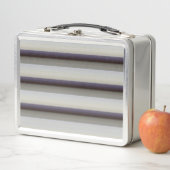 かわいいヴィンテージグレイストライプブルー メタルランチボックス (インサイチュ)