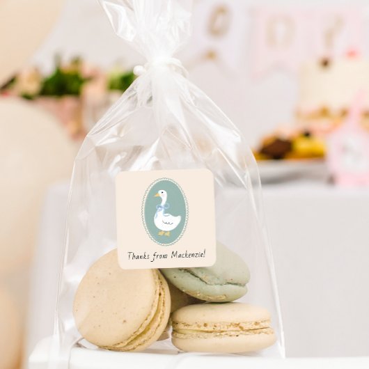 かわいいヴィンテージグースベイビーシャワーステッカー スクエアシール