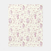 かわいいヴィンテージケルビキュピッドアンゲルズピンクフローラトワール フリースブランケット (正面)