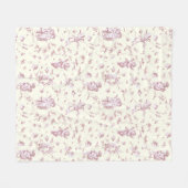 かわいいヴィンテージケルビキュピッドアンゲルズピンクフローラトワール フリースブランケット (正面(横))