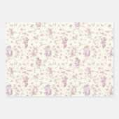 かわいいヴィンテージケルビキュピッドアンゲルズピンクフローラトワール ラッピングペーパーシート (正面3)