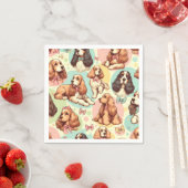 かわいいヴィンテージコッカースパニエル犬シームレスパターン スタンダードカクテルナプキン (インサイチュ)