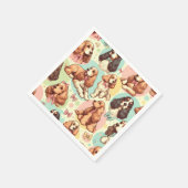 かわいいヴィンテージコッカースパニエル犬シームレスパターン スタンダードカクテルナプキン (角)