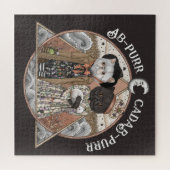 かわいいヴィンテージコテージコアキャットウィッチハロウィーン ジグソーパズル (横)