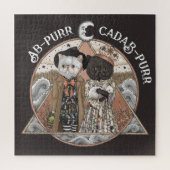 かわいいヴィンテージコテージコアキャットウィッチハロウィーン ジグソーパズル (縦)