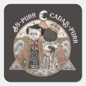 かわいいヴィンテージコテージコアキャットウィッチハロウィーン スクエアシール (正面)