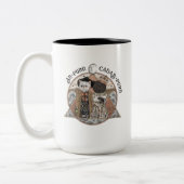 かわいいヴィンテージコテージコアキャットウィッチハロウィーン ツートーンマグカップ (左)