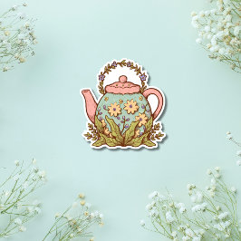 かわいいヴィンテージコテージコアティーポット シール