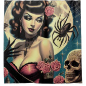 かわいいヴィンテージゴシックガール シャワーカーテン (正面)