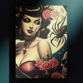 かわいいヴィンテージゴシックガール ポストカード