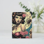 かわいいヴィンテージゴシックガール ポストカード (スタンド正面)