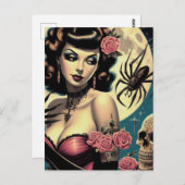 かわいいヴィンテージゴシックガール ポストカード (正面/裏面)