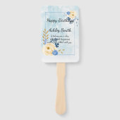 かわいいヴィンテージゴールデンフローラブルーの水色 ハンドファン (正面)